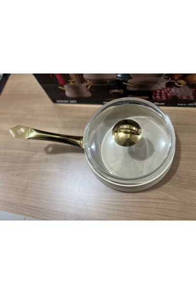 Granit Kapaklı Büyük Tava 26 Cm 3 Litre Krem-gold Derin Pilav Karnıyarık Tava...