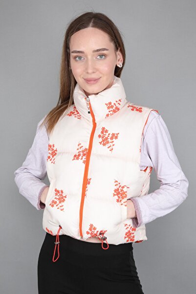 fehika Жіночий приталений жилет з високим коміром, наповнений синтепоном, з кишенями та підкладкою