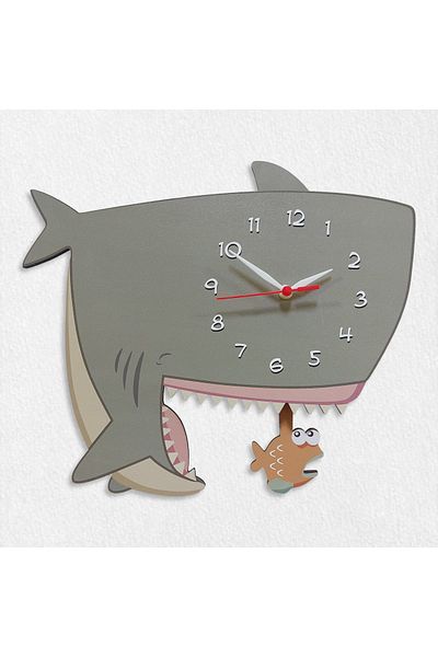 CajuArt Shark Swinging Pendulum Children's Room Wall Clock