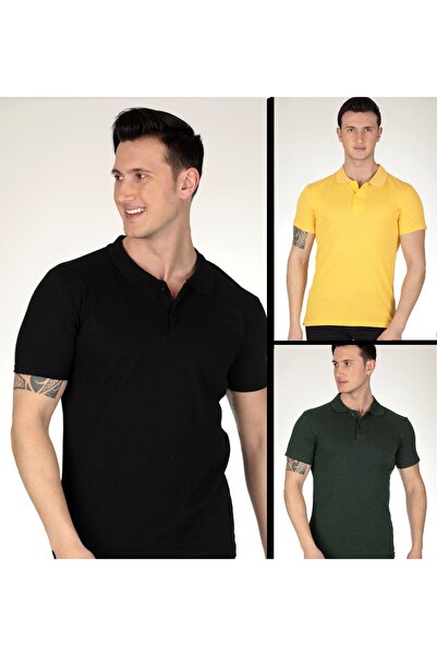 ARİM Cotton Men's Polo Neck T-shirt Set of 3