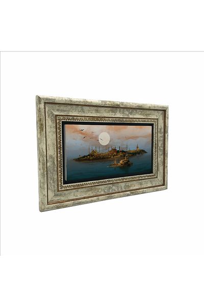 Sadrazam Istanbul Silhouette Printed Natural Stone Painting 20Cmx30Cm Drt-001