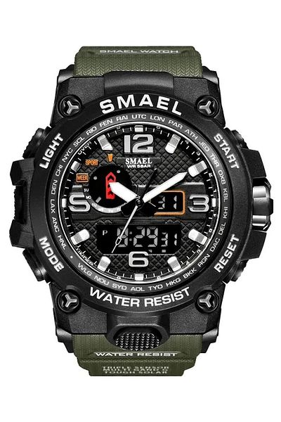SMAEL Men's Wristwatch Analog Digital Sports Fashion Trend 1545d Clock Army Green