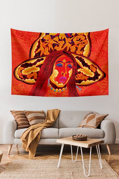 Vagonik Model etnic tibetan Thangka budist și mandala covor boem de perete 140x100 cm-70x100 cm