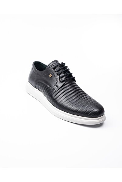 Nobel 1008 - 2 Чорні шкіряні чоловічі повсякденні черевики з білою підошвою