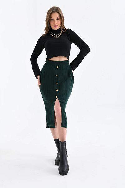 VOLT CLOTHİNG Geknöpfter Strickrock für Damen