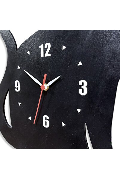 CajuArt Large Size Sitting Cat Wooden Black Wall Clock