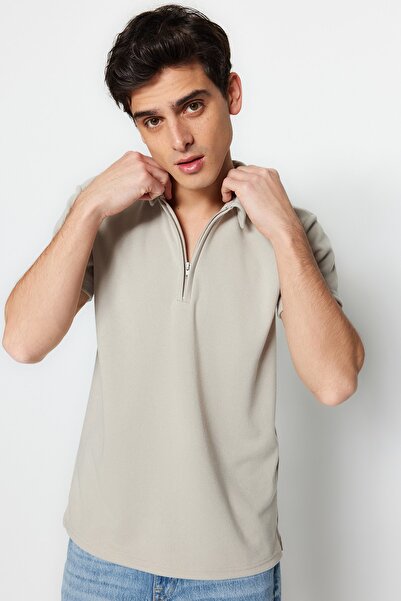Trendyol Collection Polo T-shirt - Gray - Fitted