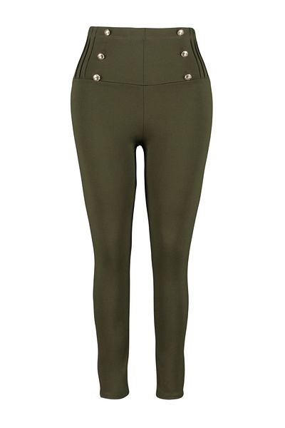 Trendyol Curve Plus Size Leggings - Khaki - High Waist