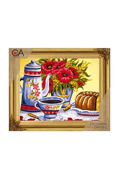 collection d'art 22X30 cm Tapestry Kit Tea Clock - Include Rope and Needle, Model 6234