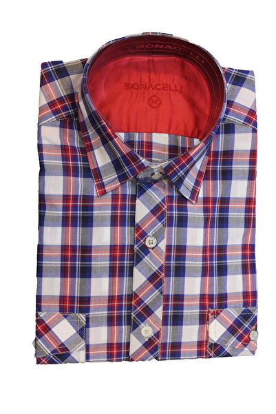 Bonacelli Erkek Kısa Kol Slim Fit Çift Cepli Gömlek