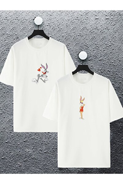 macklin Unisex Bugs Bunny i Lola Štampano kombinacija dizajna Oversize kroj T...