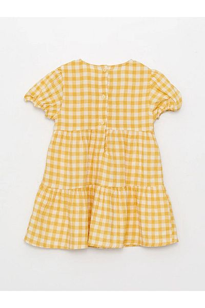 LC Waikiki Lcw Baby Double Breasted Collar Short Sleeve Patterned Baby Girl Dress