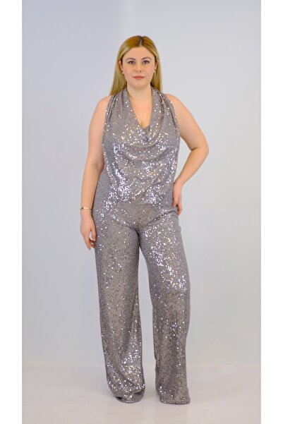 FQUEEN Boyundan Bağlamalı Payet Degaje Tulum