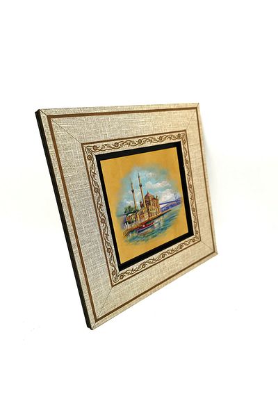 Sadrazam Masă imprimată cu cadru MDF Moscheea Ortaköy 20cmx20 Cm Krt-036