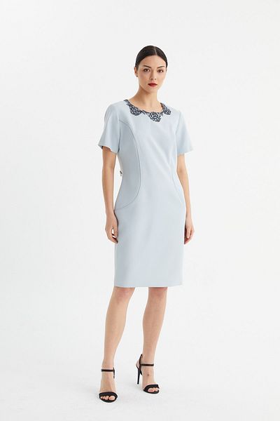 Balizza Blz-collar Stone Detailed Short Sleeve Dress