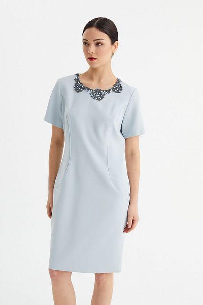 Balizza Blz-collar Stone Detailed Short Sleeve Dress