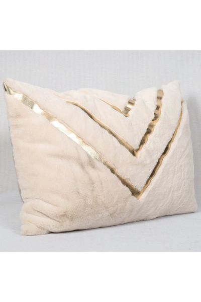 Dericibey White Plush Pillow with Gold Leaf
