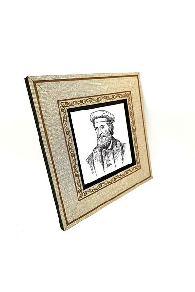 BAKSEPETE Marco Polo Printed Italian Explorer Mdf Framed Painting - 20Cmx20 cm Krg-062