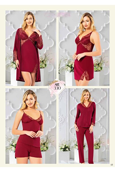 CARMELIA 330 6'lı Penye Pamuk Gecelik Sabahlık Pijama Şort Takım