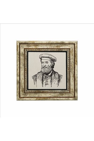 BAKSEPETE Marco Polo Printed Italian Explorer Natural Stone Painting - 25Cmx25Cmkrg-062