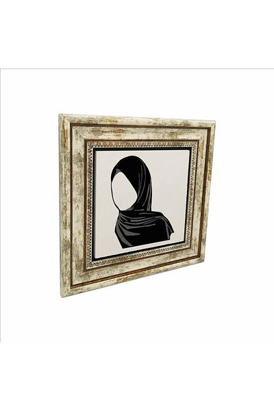 Sadrazam Tablou imprimat cu desen hijab din piatră naturală 25cmx25cmkrg-091