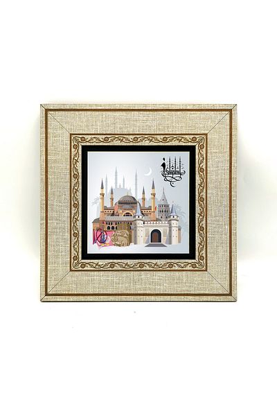 Sadrazam Istanbul Locuri simbolice Pictură imprimată cu cadru MDF 20cmx20 cm Krt-028