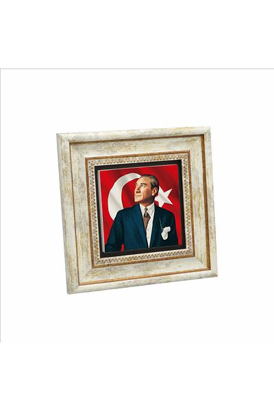 BAKSEPETE Ataturk Printed 20Cmx20Cm Natural Stone Painting - Krt-099