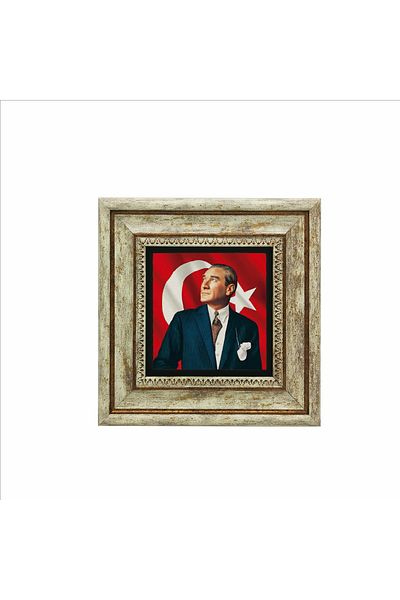 BAKSEPETE Ataturk Printed 20Cmx20Cm Natural Stone Painting - Krt-099