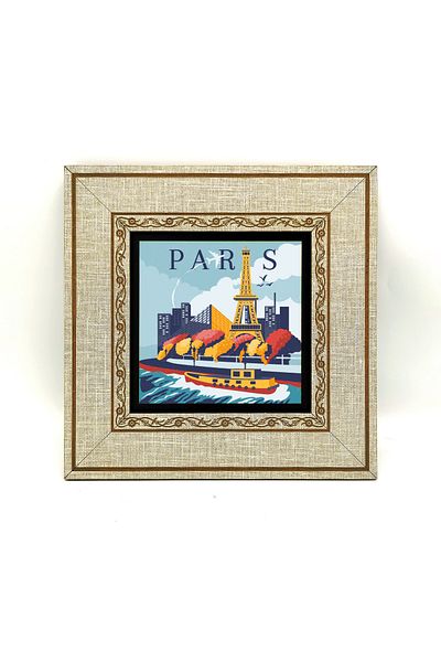 BAKSEPETE Paris Printed Mdf Framed Painting 20Cmx20 cm Krt-002