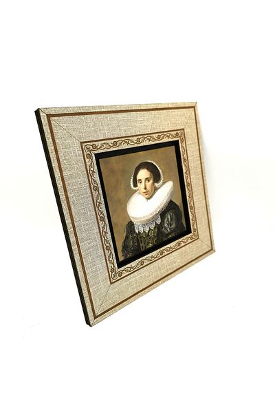 BAKSEPETE Frans Hals 1630 Printed Portrait - Women's Mdf Framed Painting 20Cmx20 cm Krg-133