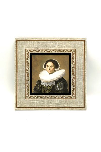 BAKSEPETE Frans Hals 1630 Printed Portrait - Women's Mdf Framed Painting 20Cmx20 cm Krg-133