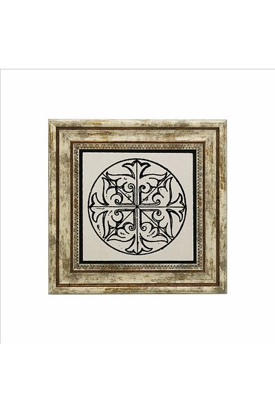 Sadrazam Tablou din piatră naturală imprimată cu panou circular bizantin 25 cm x 25 cm kd-091