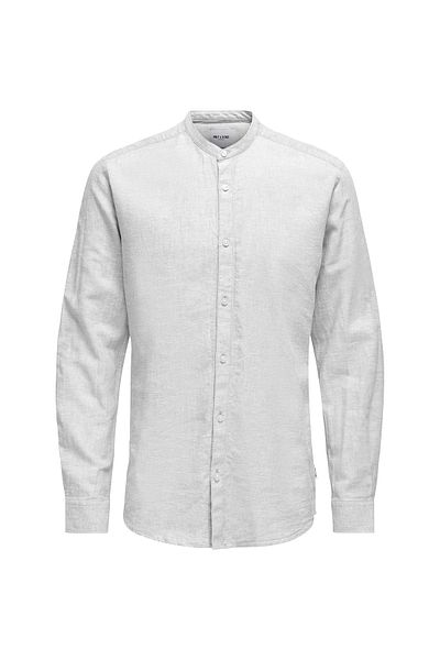 Only & Sons Men's White Solid Linen Noos Shirt -22019173-w