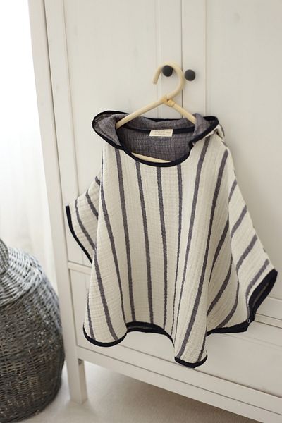 Mujo Baby&Kids Organic 4 Layer Striped Muslin Children's Poncho