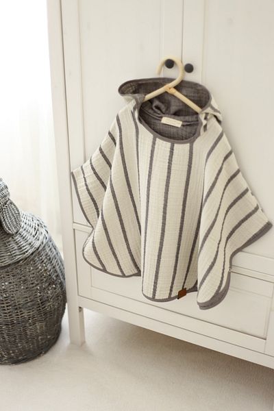 Mujo Baby&Kids Organic 4 Layer Striped Muslin Children's Poncho