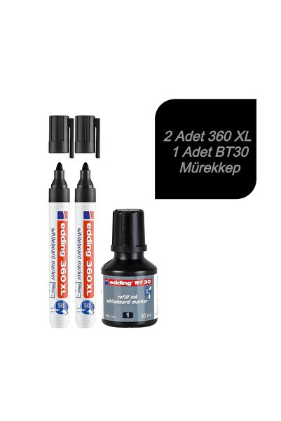 Edding Bt30 Tahta Kalemi Mürekkebi Ve 2x360 Xl Doldurulabilir Tahta Kalemi Siyah