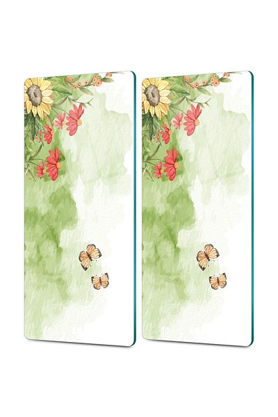 Decovetro Set of 2 Glass Coffee and Table Plate - Watercolor with Butterfly Pattern