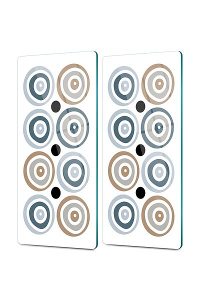 Decovetro Retro Round Patterned Glass Coffee Tableware Presentation Table - Set of 2