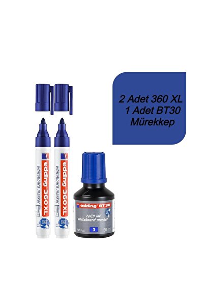 Edding Bt30 Tahta Kalemi Mürekkebi Ve 2x360 Xl Doldurulabilir Tahta Kalemi Mavi