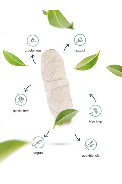 TBRUSH Mint Flavored Natural Dental Floss - 30m (1 Piece, Refill) - Plastic Free
