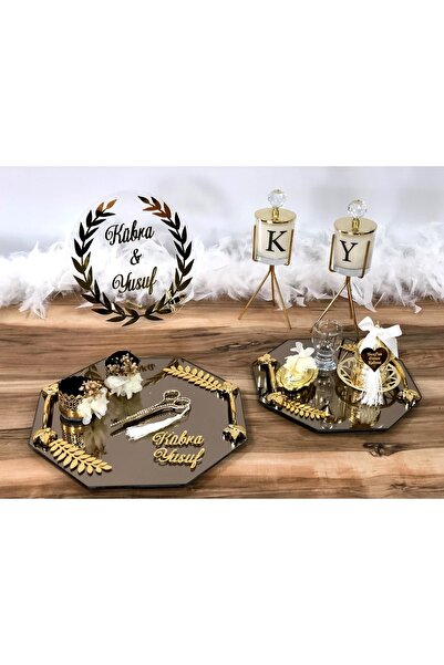 Masalsı Concept Söz Tepsisi Nişan Yüzük Tepsisi Damat Kahvesi Damat Fincanı D...