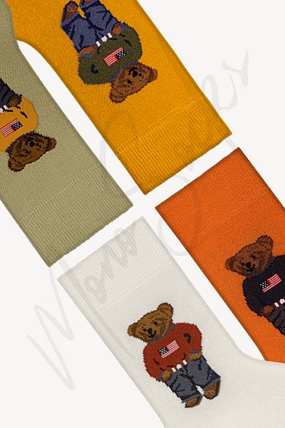 Mono Socks Κάλτσες αρκουδάκι 4 συσκευασιών