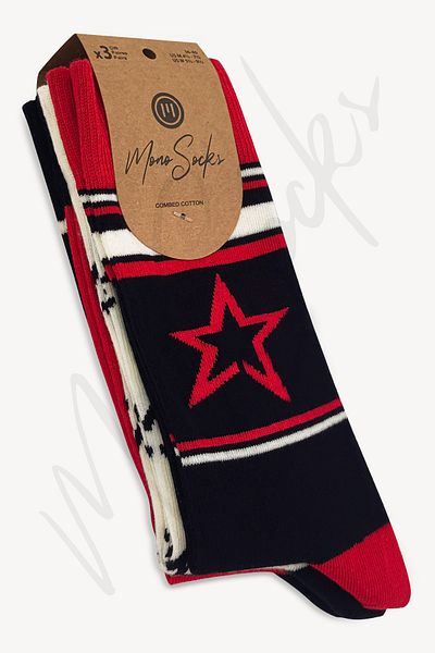 Mono Socks 3 Pack Star Patterned Ski Ski Socks
