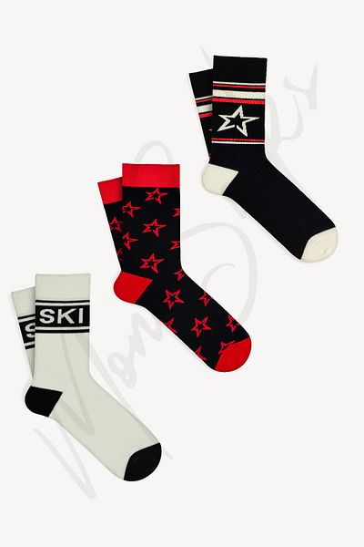 Mono Socks 3 Συσκευασίες κάλτσες σκι με σχέδια με αστέρια