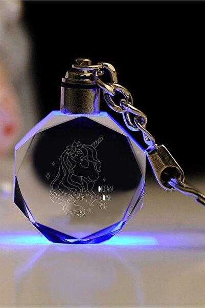 MERTKRİSTAL Unicorn Anahtarlık, 2d Anahtarlık, Cam Işlemeli Anahtarlık