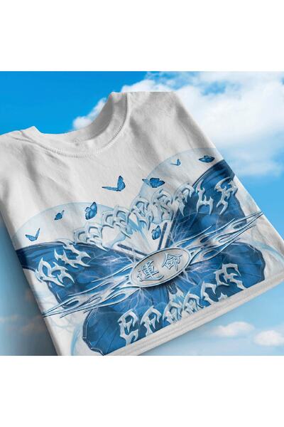 rebelberi Υπερμεγέθη Unisex Y2k Grunge Style Εφέ πεταλούδας Μπλουζάκι με αριθμούς αγγέλου