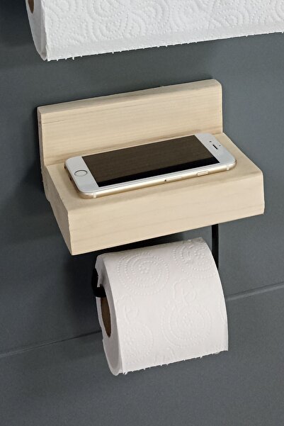 NONYA Dekoratif Ahşap Wc Kağıtlık Metal Tuvalet Kağıt Ahşap Tuvalet Kağıdı Askısı Ahşap Banyo Duvarraf 2li