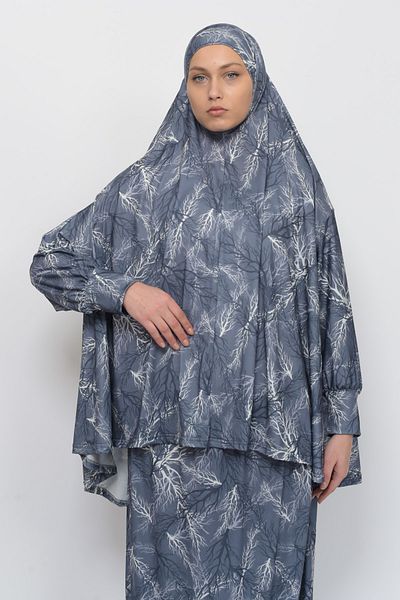 Altobeh Πρακτικό φόρεμα προσευχής Hijab Lycra με μανίκια νυχτερίδας με μοτίβο δέντρου 992-0711