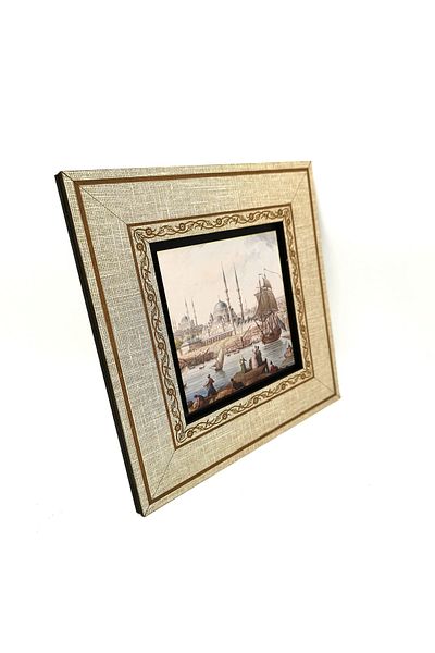 Sadrazam Eminönü New Mosque Illustrated - Ottoman Printed Mdf Framed Painting 20X20 cm Krt-040