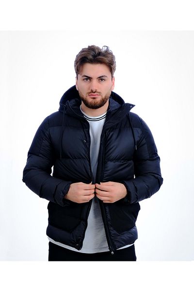 CZK Black Filling Monza Winter Men's Coat with Hat